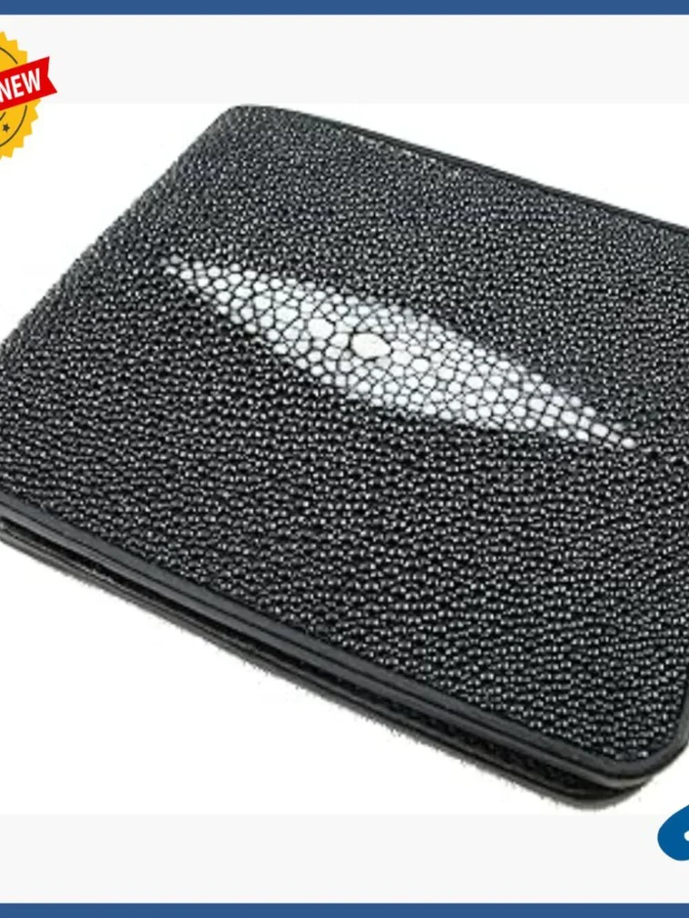 Genuine Stingray Skin Leather Bifold Wallet with 10 Card Slots